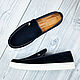 Slip-ons for men, made of natural suede, in dark blue color!. Slip-ons. SHOES&BAGS. My Livemaster. Фото №4