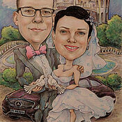 Картины и панно handmade. Livemaster - original item Pictures: Wedding cartoon. Handmade.