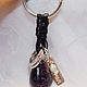 Keychain with mouse and engraved in 925 silver, with large amethyst, leather. Key chain. marusjy. My Livemaster. Фото №5