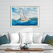 Картины и панно handmade. Livemaster - original item The picture for February 23rd with a sailboat at sea. Picture sea and ship. Handmade.