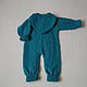 Order Teal hooded romper and booties. 4 children-baby. Livemaster. . Overall for children Фото №3