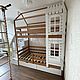 Детская двухъярусная кровать домик с лестницей комодом из массива, Кровати, Санкт-Петербург,  Фото №1