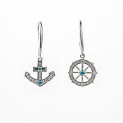 Украшения handmade. Livemaster - original item Sea earrings, Anchor and steering wheel in silver. Handmade.