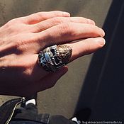 Украшения handmade. Livemaster - original item Ring "Biker" of silver 925 with jewelry brass. Handmade.