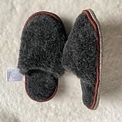 Обувь ручной работы handmade. Livemaster - original item Wool slippers with felt soles gray. Handmade.