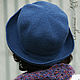 Женская шляпка шапка на весну осень с большими полями вязаная Синяя. Шляпы. Джемпера, шапки, палантины от 'Azhurles'. Интернет-магазин Ярмарка Мастеров.  Фото №2