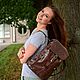 Backpack leather female brown Milk chocolate Mod R13p-722. Backpacks. Natalia Kalinovskaya. My Livemaster. Фото №4
