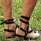 Mens Greek Sandals black full grain leather. Sandals. Katorina Rukodelnica HandMadeButik. My Livemaster. Фото №4