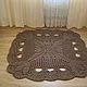 Carpets for home: beige square openwork carpet Tulip. Floor mats. knitted handmade rugs (kovrik-makrame). My Livemaster. Фото №4