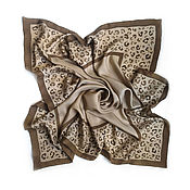 Аксессуары handmade. Livemaster - original item Silk Scarf Batik Leopard Beige Coffee Silk 100%. Handmade.