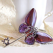 Украшения handmade. Livemaster - original item Transparent key Pendant Purple Butterfly Vintage Key chain 2. Handmade.