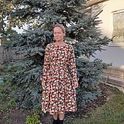 Платье-рубаха в фольклорном стиле "Петушки"