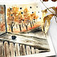'Coffee with a view of autumn' watercolor painting (autumn, October), Pictures, Korsakov,  Фото №1