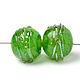 Пара бусин лэмпворк зеленые с пузырьками, Бусины, Москва,  Фото №1