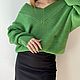 Пуловер с V-вырезом. Свитеры. Pompon_knitwear. Ярмарка Мастеров.  Фото №4