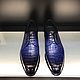 Men's shoes with laces, made of crocodile skin, in blue, Shoes, St. Petersburg,  Фото №1