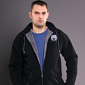 Мужская одежда handmade. Livemaster - original item Black fur hoodie with collar, men`s zip-up hoodie. Handmade.