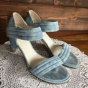 Винтаж handmade. Livemaster - original item Vintage shoes TJ Collection suede 37.5 p blue sandals. Handmade.