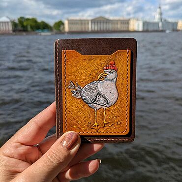 Сумки ручной работы. Ярмарка Мастеров - ручная работа Картхолдер из кожи "Чайка". Handmade.