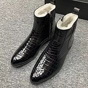 Обувь ручной работы handmade. Livemaster - original item Men`s ankle boots, made of genuine crocodile leather, with fur.. Handmade.
