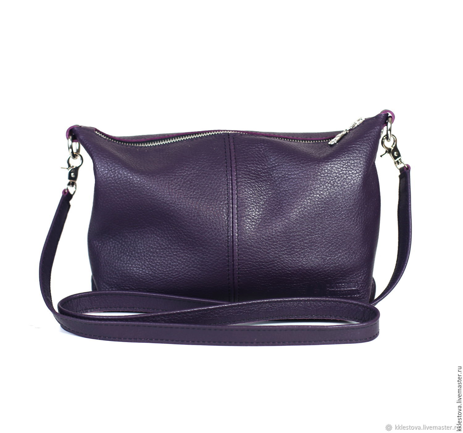 Purple Crossbody Bag made of genuine leather-a bag for every day, Crossbody bag, Moscow,  Фото №1