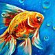 Order Golden fish oil painting in a frame. Yulia Berseneva ColoredCatsArt. Livemaster. . Pictures Фото №3