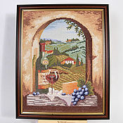 Картины и панно handmade. Livemaster - original item Hand Cross Stitch Painting Window to Tuscany. Handmade.