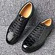 Sneakers made of crocodile leather, in black, Training shoes, St. Petersburg,  Фото №1