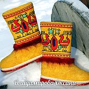 Обувь ручной работы handmade. Livemaster - original item National valenki, yellow boots, Chuvash embroidery. Handmade.
