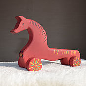Куклы и игрушки handmade. Livemaster - original item Wooden Red Horse Wheelchair Toy. Handmade.