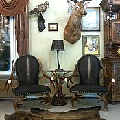 Кресло и торшер из рогов - подарок охотнику