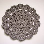 Для дома и интерьера handmade. Livemaster - original item Knitted Mat of cord bedside Silver flower small. Handmade.