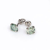 Пусеты  с муассанитами, серебро 925 пробы, Серьги-пусеты, Хабаровск,  Фото №1