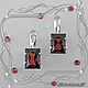 Earrings 'Easy style in silver - baguette' with natural garnets, Earrings, St. Petersburg,  Фото №1