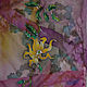 Шелковый шарф `Иланг-иланг` из коллекции `Ароматы любви` 30\180 см, 100% шелк, холодный батик.
