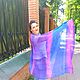 Batik Stole Persian Indigo Women's scarf chiffon gas. Wraps. silk Paradise. My Livemaster. Фото №4