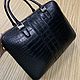 Men's bag made of crocodile leather, in dark blue color. Men\'s bag. SHOES&BAGS. Online shopping on My Livemaster.  Фото №2