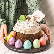 Посуда handmade. Livemaster - original item Easter egg and cake stand made of dark oak. Handmade.