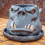 Цветы и флористика handmade. Livemaster - original item Pots in the shape of a troll`s head. Handmade.