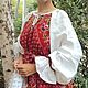 Блузка по косой с белым рукавом. Народные рубахи. СЛАВный стиль от Заряны и Анны. Интернет-магазин Ярмарка Мастеров.  Фото №2