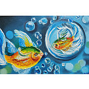 Картины и панно handmade. Livemaster - original item Oil painting with fish 