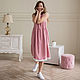 Linen dress in pink with white lace. Dresses. molinialife. My Livemaster. Фото №6