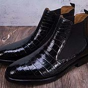 Обувь ручной работы handmade. Livemaster - original item Chelsea ankle boots, crocodile leather, premium, in black.. Handmade.