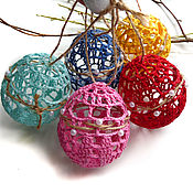 Сувениры и подарки handmade. Livemaster - original item Set of 5 pieces 6 cm Easter Eggs Openwork Knitted Bright. Handmade.