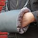Clutch hand Bag made of leather and fur sheepskin Gray haze, Clutch, Moscow,  Фото №1