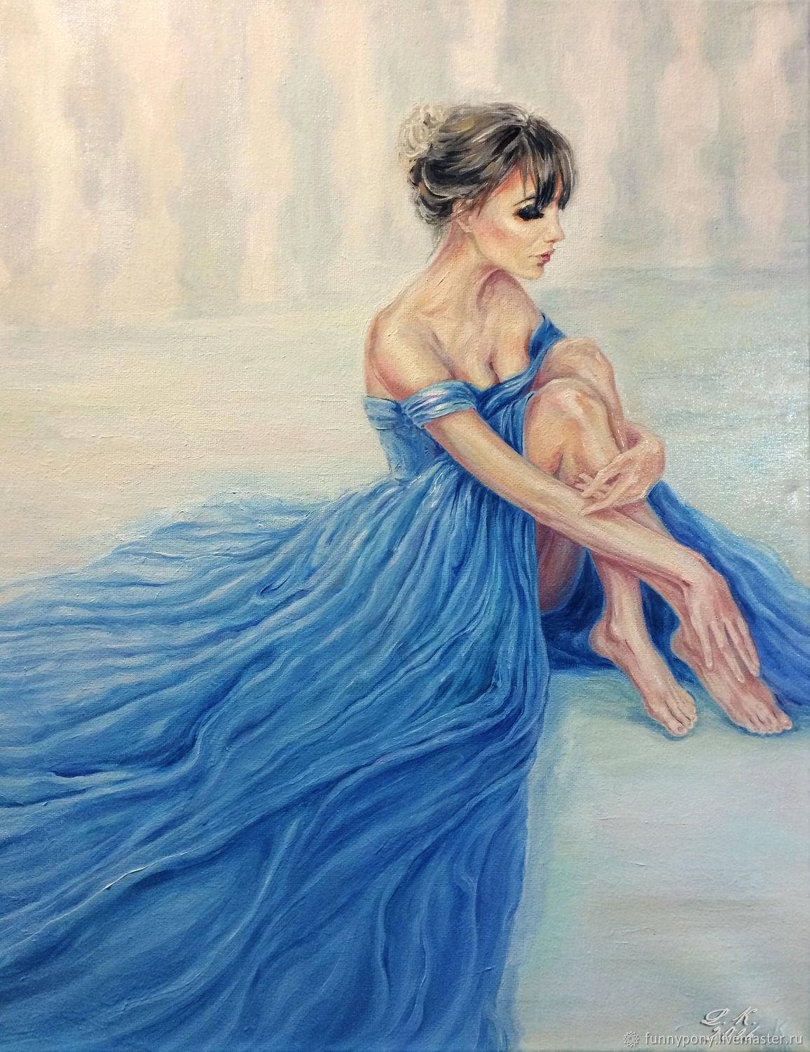 Девушка в голубом – заказать на Ярмарке Мастеров – E6VHDRU | Картины,  Благовещенск