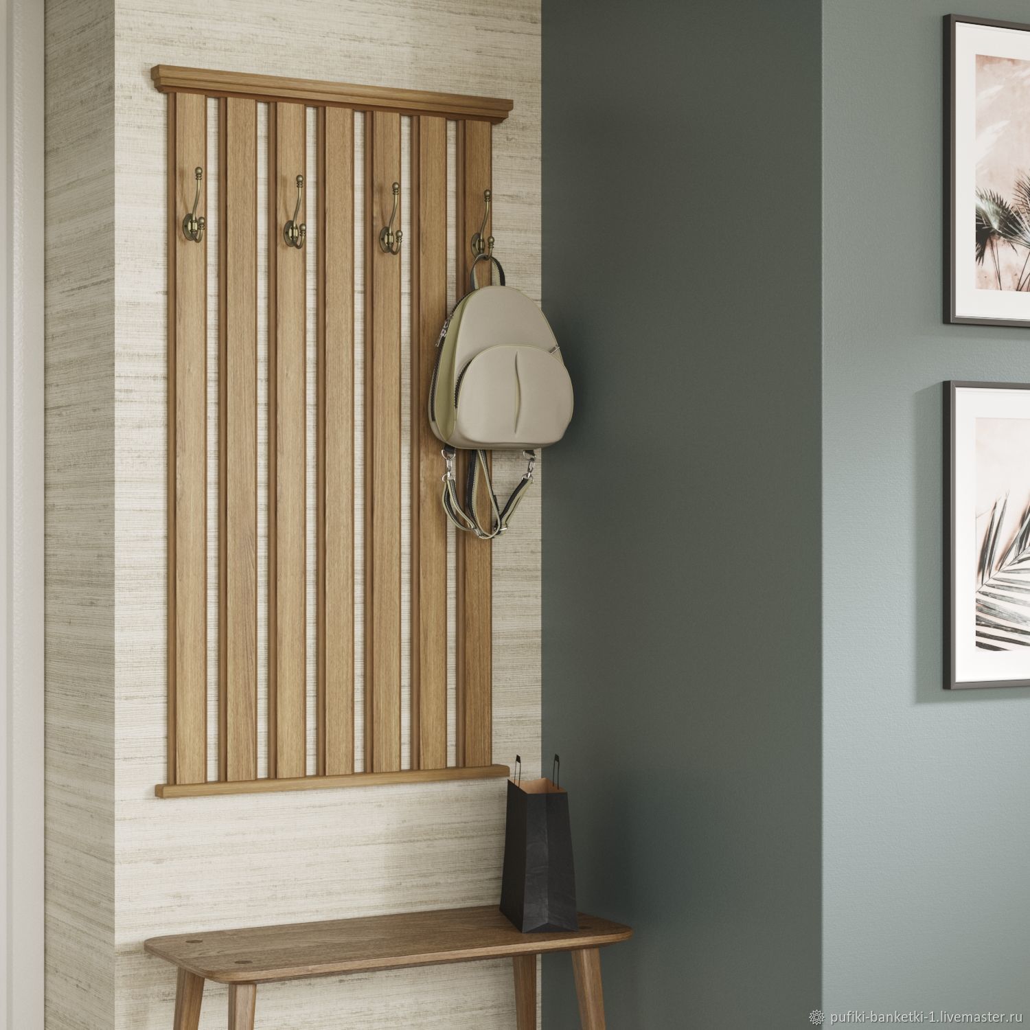 Вешалка настенная BjORNe (Бьёрнэ), массив дуба, в прихожую в интернет ...