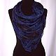 Silk handkerchief blue black square thin large batik. Shawls1. Silk scarves gift for Womans. My Livemaster. Фото №6