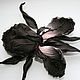 Брошь-ирис "Black&Rose". Цветы из шелка, броши из шелка, ирис из шелка. Брошь-булавка. IRINA SHASHKINA. Ярмарка Мастеров.  Фото №4