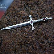Украшения handmade. Livemaster - original item A miniature Dagger made of silver with rubies or emeralds. Handmade.
